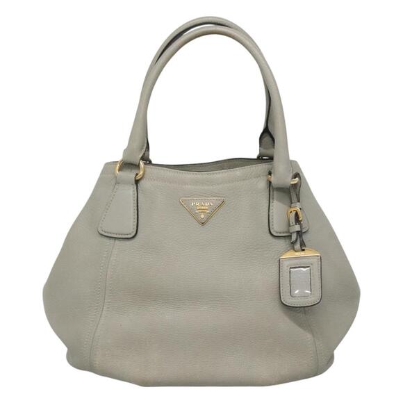 PRADA Hand Bag Leather Gray - Picture 2 of 13